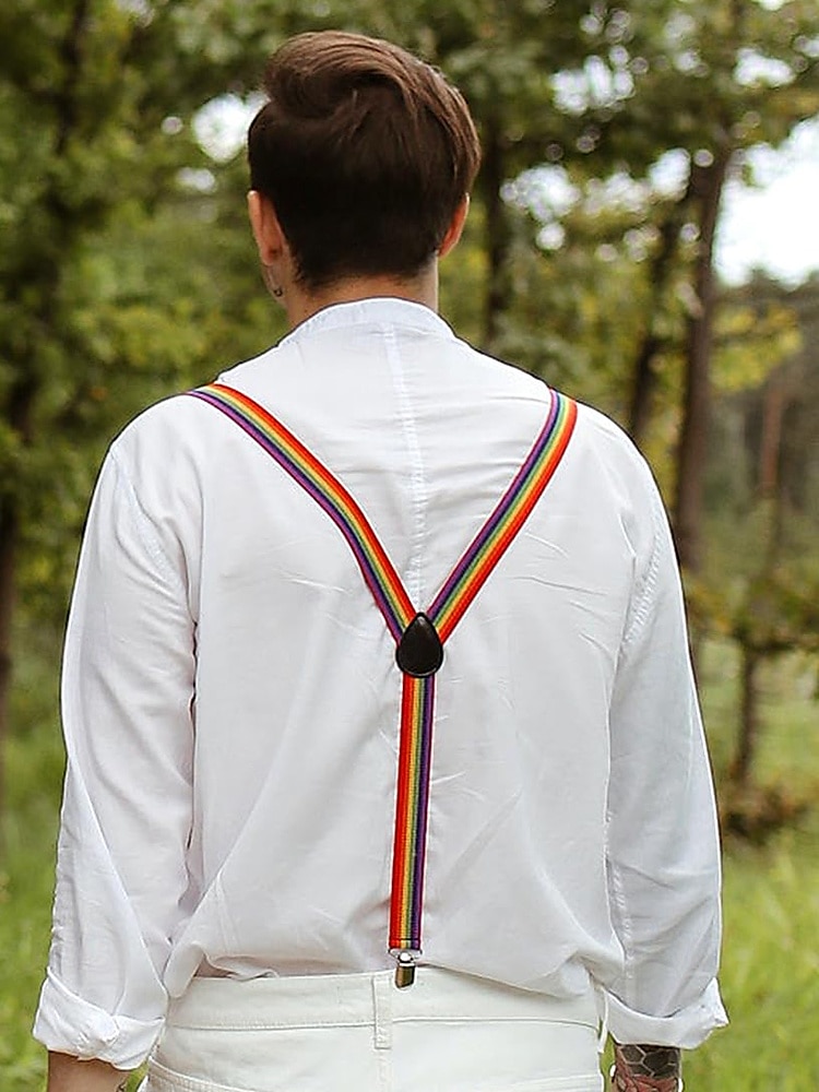 Sett med regnbuesløyfer og bukseseler – justerbart elastisk tilbehør for menn og kvinner, livlig pride-antrekk for LHBT-festivaler, parader, fester og temaarrangementer 2025 - $11.99 –P2