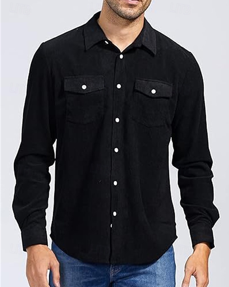 Per uomo Giacca Camicia Giacca di transizione Quotidiano Leggero Tasca Primavera Autunno Semplice Casual Bavero Regolare Nero Verde militare Caffè Giacca del 2025 a $24.99 –P7