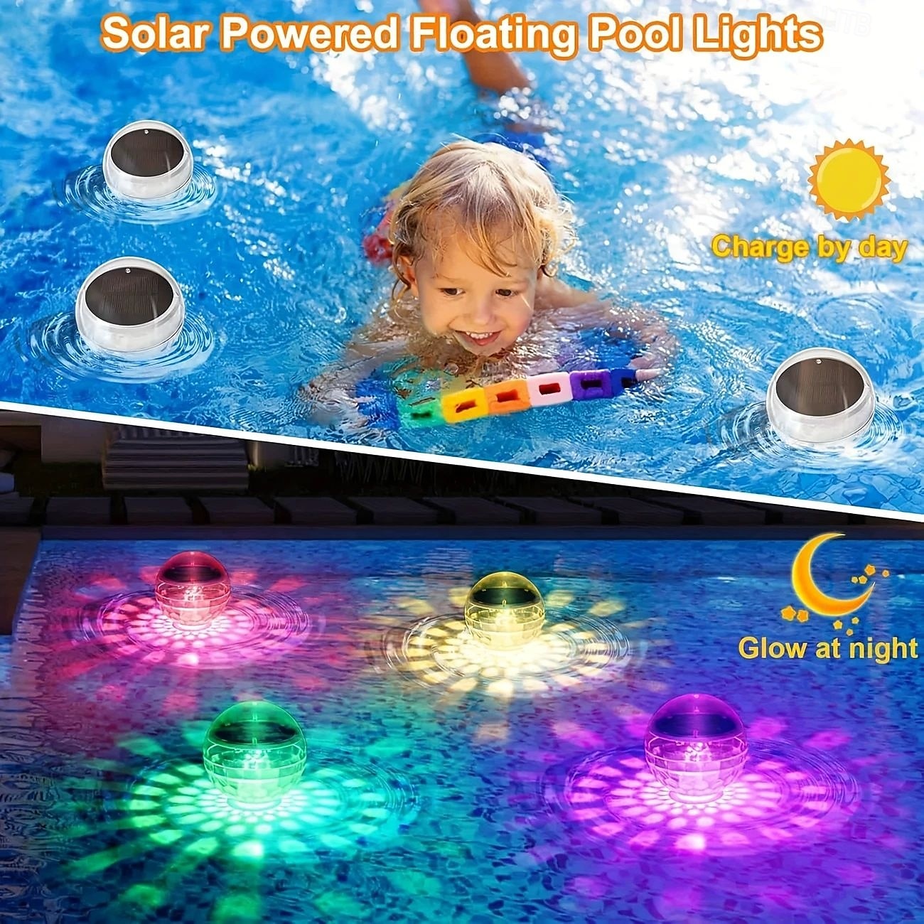 2 Pcs Underwater Lights Floating Pool Light Solar LED Color Changing Light IP67 Waterproof  for Outdoor Hot Spring Ponds Gardens and Hot Tub Fountain Lights at SPA Parties 2025 - $21.99 –P4