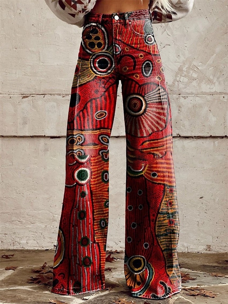 Retro Antiguo Años 70 Y2K Pantalones Pantalones de pierna ancha Hippie Disco Alta cintura Tribal Estilo de jeans falsos Disfraz Mujer Carnaval Casual Diario Festival de Música Fiesta temática retro 2026 - $35.99 –P7