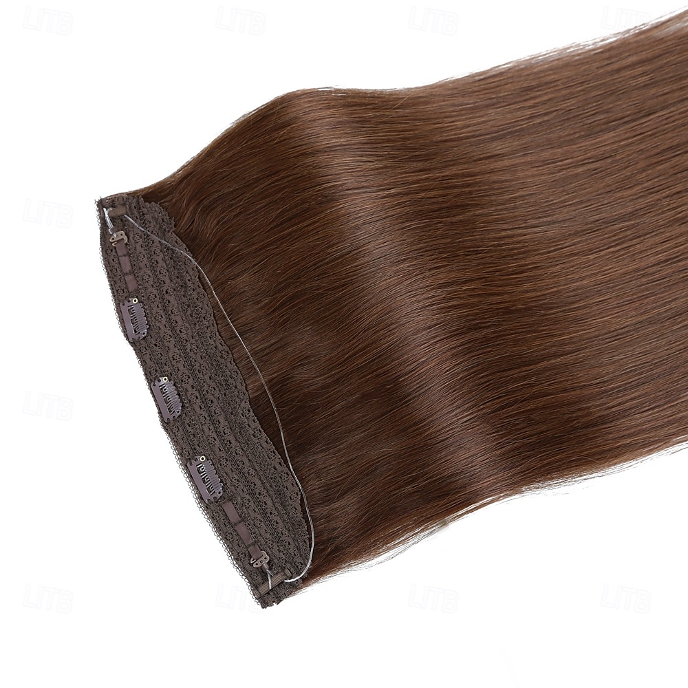 Extensões de cabelo de arame invisíveis, cabelo humano real, 20 polegadas-50g, 22 polegadas-80g, 4#, marrom, transparente, linha de peixe, clipes, apliques de cabelo humano para mulheres de 2025 por $102.99 –P4