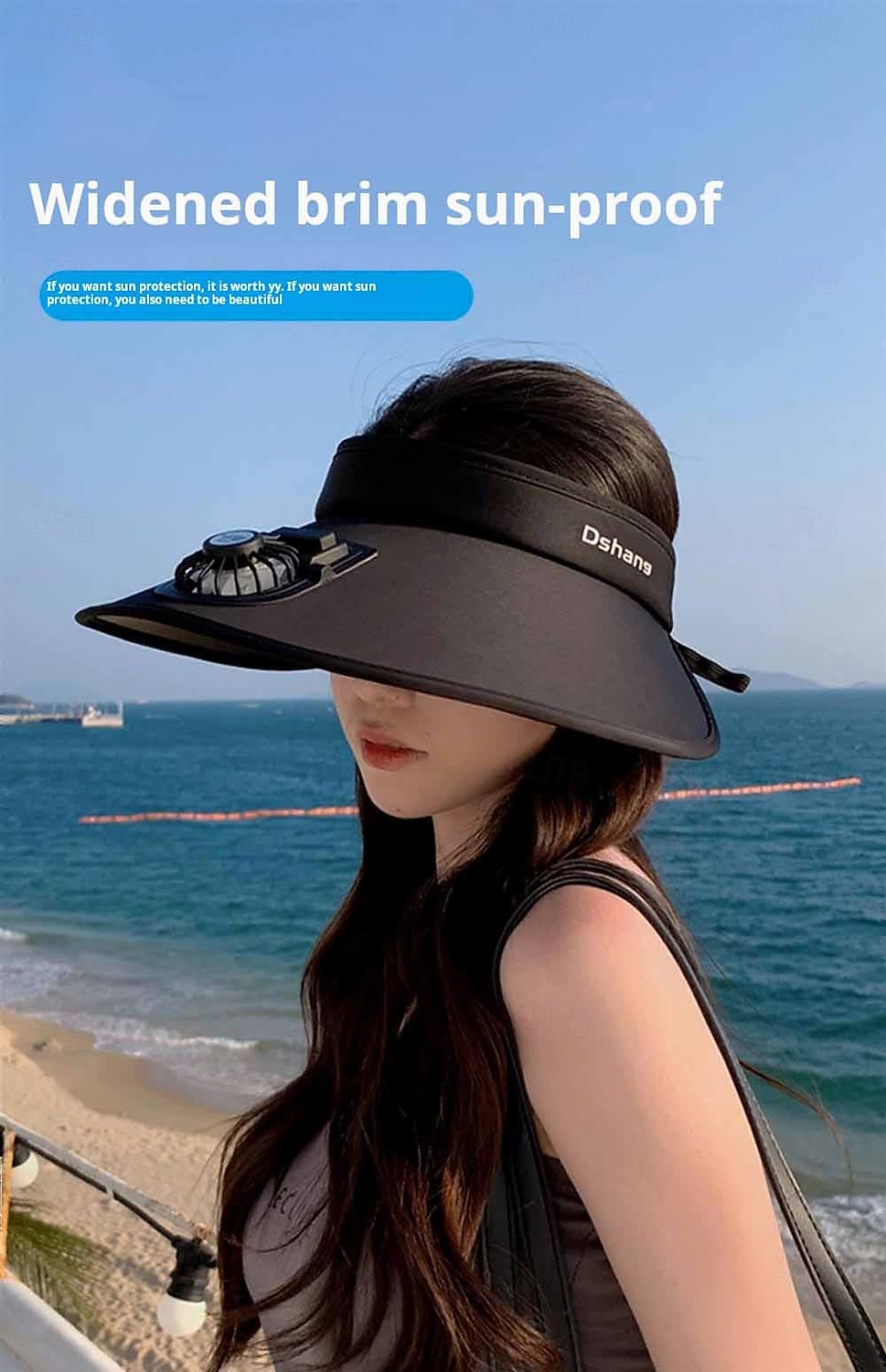 1 Pc Women's USB Rechargeable Fan Hat Sunscreen Hat Beach Vacation Camping Wide brimmed Sunscreen Hat 2025 - $21.99 –P6