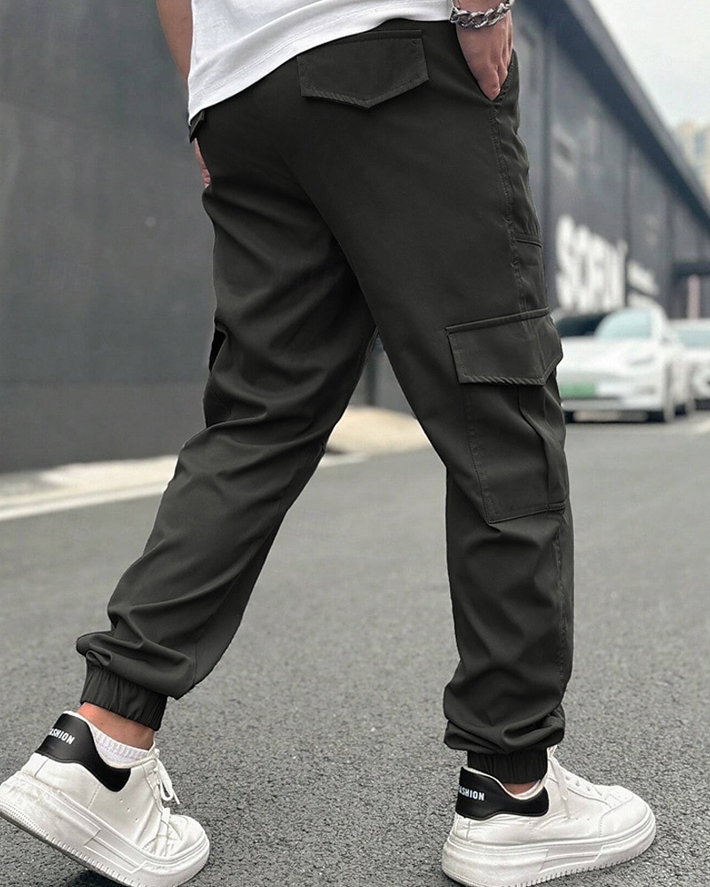 Men's Cargo Pants Trousers Drawstring Elastic Waist Multi Pocket Plain Wearable Daily Outdoor Camping & Hiking Fashion Classic Navy Blue Khaki 2026 - $27.99 –P9