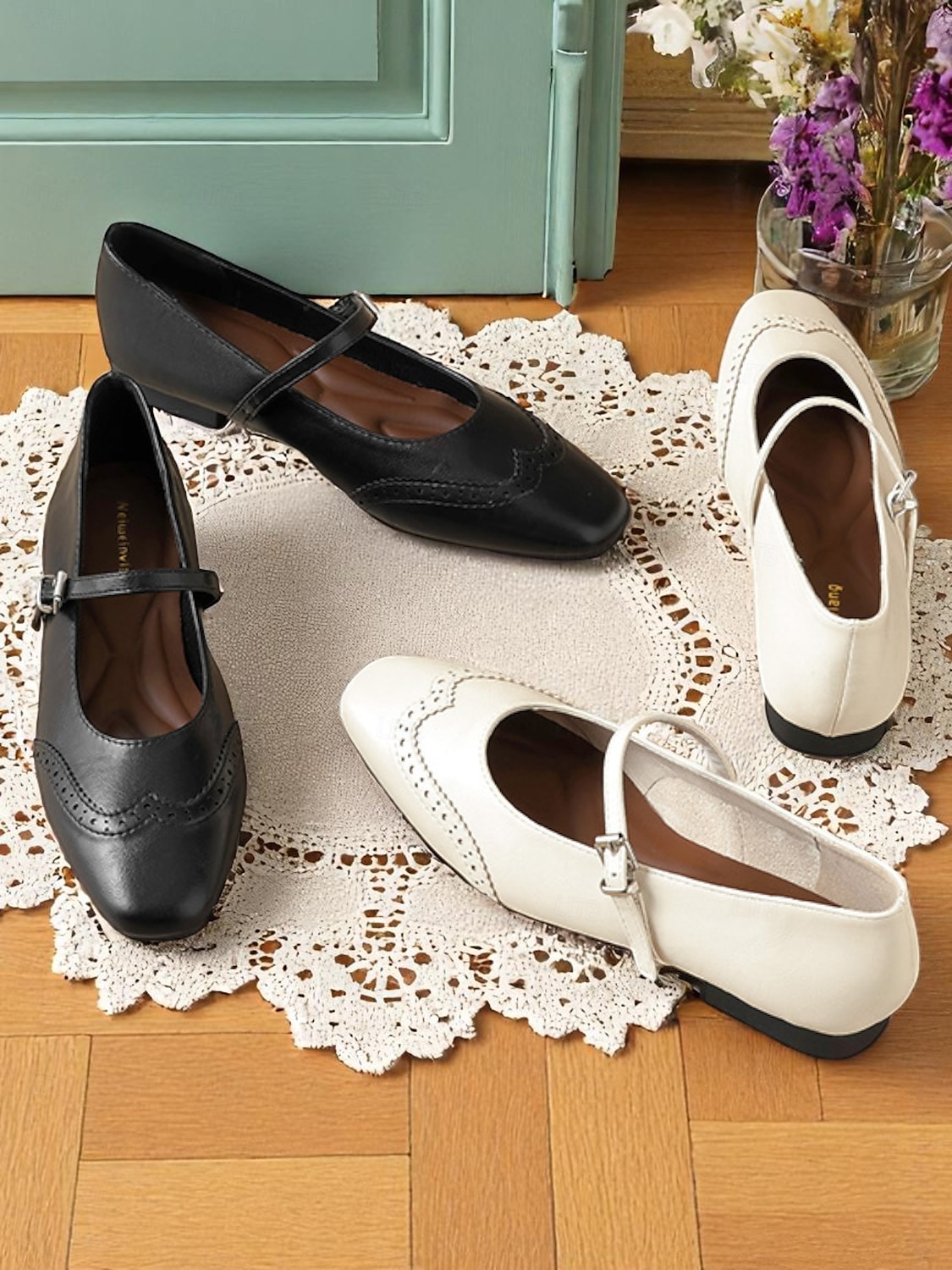 Ballerines Mary Jane en similicuir noir pour femme – style écolière vintage des années 1950 avec détails brogue pour un usage quotidien et des tenues lolita de 2025 ? $34.99 –P1