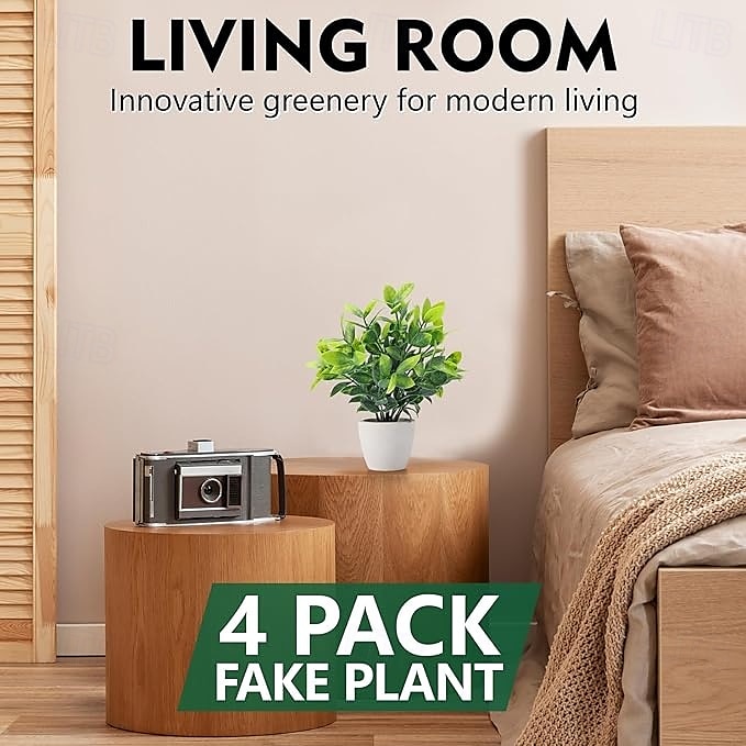 4 balení umělých rostlin, keramických mini umělých rostlin, květináčů, pro domácí dekoraci, kancelářské dekorace, dekorace do pokoje, farmářské dekorace, interiérové dekorace do koupelny 2026 - $16.99 –P6