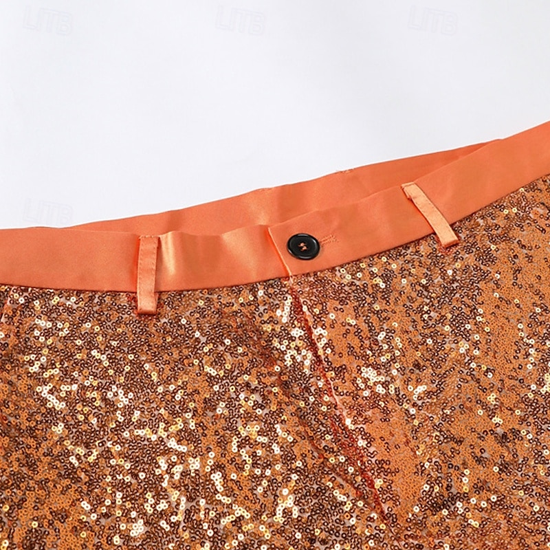 Herren Set Blazer Bühne Hochzeitsfeier Party / Cocktail Mode Lässig Frühling Herbst Polyester Einfach Knöpfe Tasche Bequem Einreihig Blazer Orange 2025 - $73.99 –P11