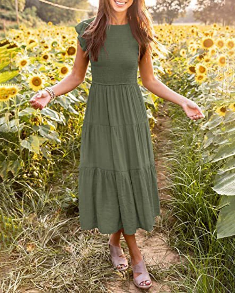 Femmes Robe Midi Robe Blanche Robe de remise des diplômes Mode Anniversaire Date Fête du thé Coupe régulière Uni Sans manches Col ras du cou Noir Blanche Vert Claire Vert Véronèse Été de 2025 ? $25.99 –P17