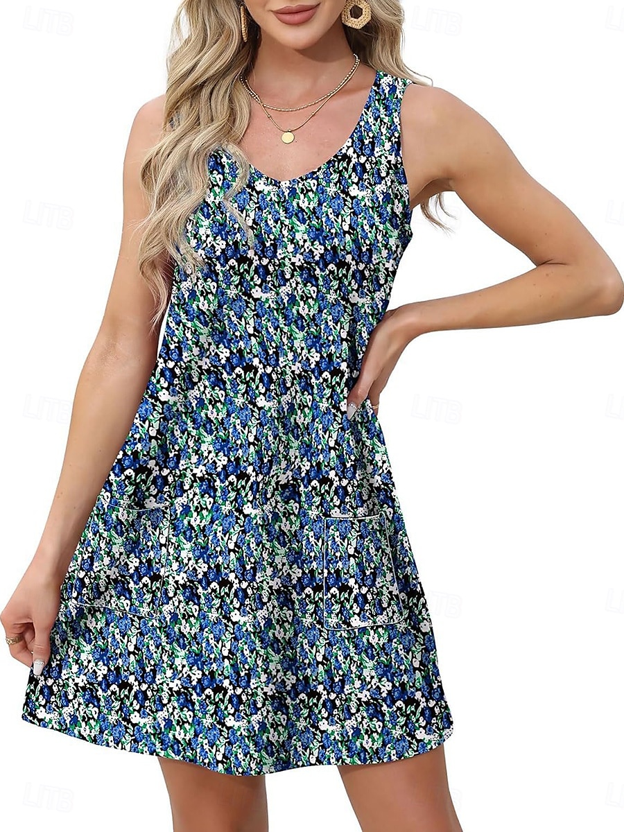 Dámské Mini šaty Boho šaty Elegantní Na běžné nošení Plážový styl Volný Cikánské Bez rukávů Do V aqua modrá Colourful Bílá Rubínově červená Léto 2025 - $22.99 –P8