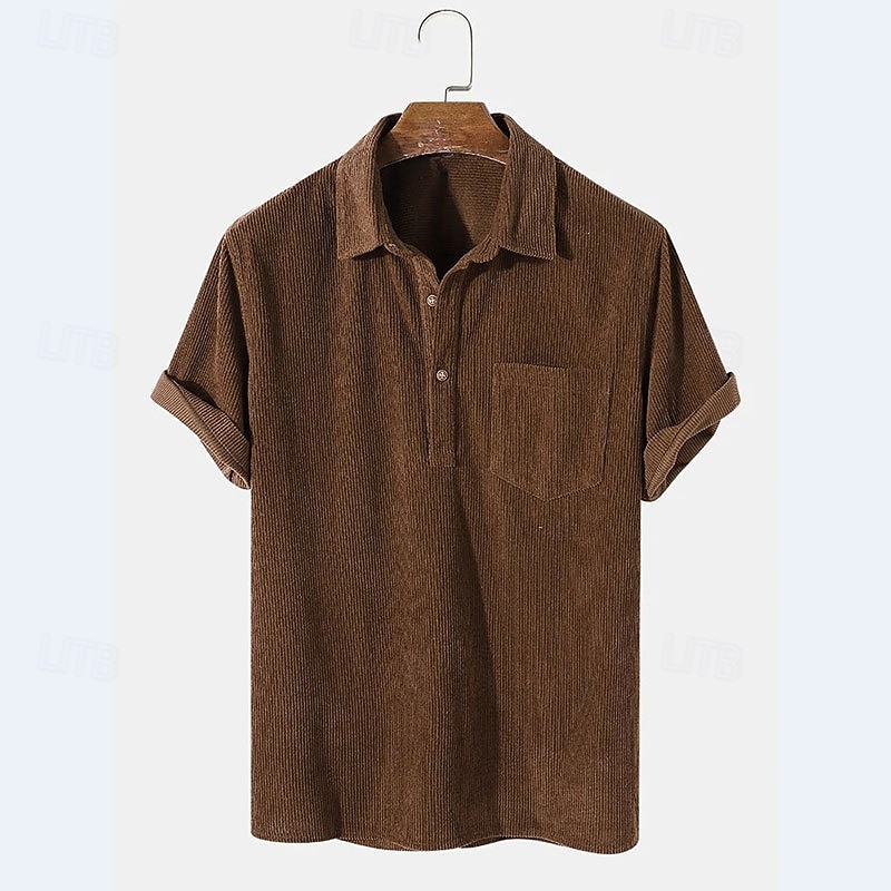 Homens Camiseta de Veludo Camisa de golfe Casual Trabalho Lapela Manga Curta Básico Moderno Tecido Botões Verão Normal Preto Amarelo Marron Camiseta de Veludo de 2026 por $25.99 –P2
