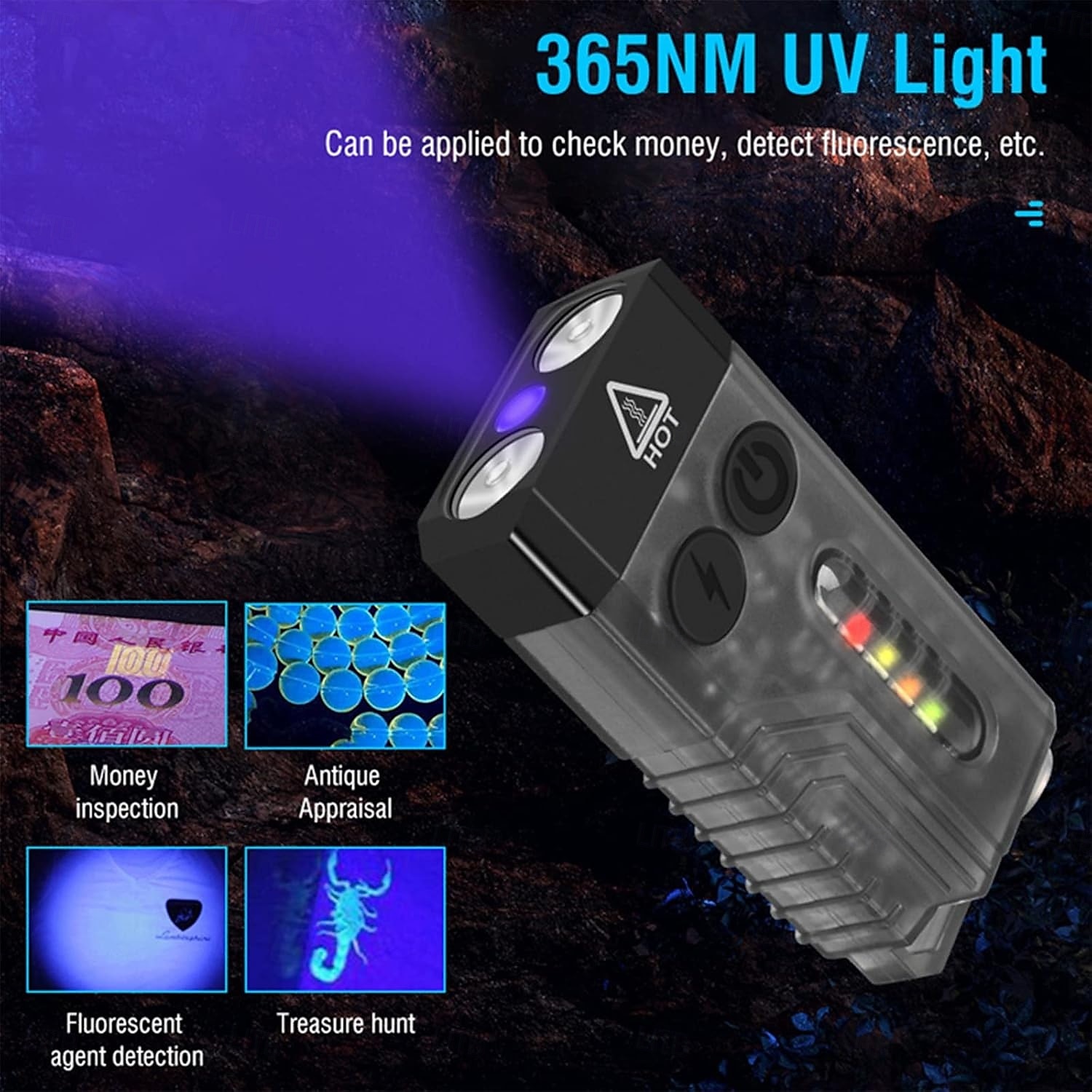LED Flashlight Small Powerful EDC Super Bright 1000 LM LED Keychain Flash Light with 365nm UV Red Green Blue Light Mini Pocket COB Side Tail Magnet Beeping Sound 14 Modes 2025 - $42.99 –P11