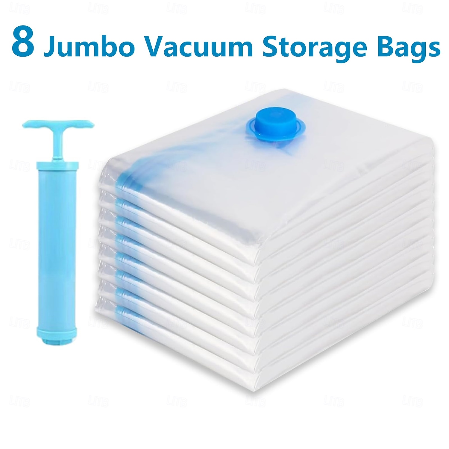 8 Jumbo Vacuum Storage Bags for Clothing Travel Luggage with Hand Pump - Seal Bags for Clothes Pillows Comforters Blankets Bedding 2026 - $25.99 –P1