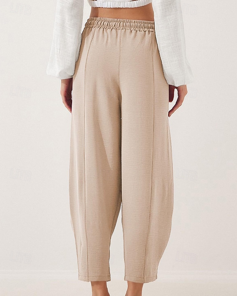Жен. Брюки Мода Уличный стиль Полная длина Средняя талия Полотняное плетение Карман Эластичный шнурок На открытом воздухе Удобный на открытом воздухе Отпуск 2026 - $22.99 –P20