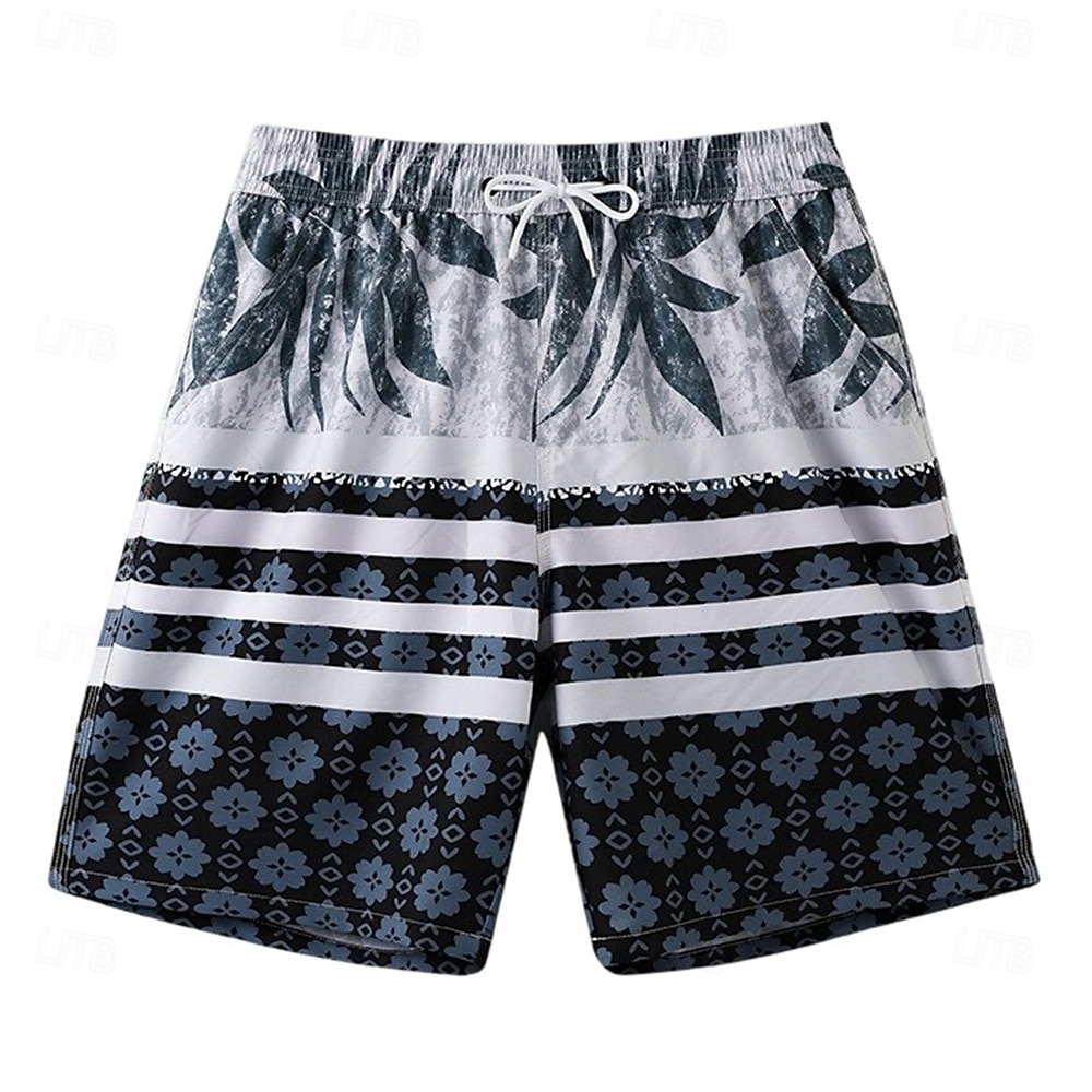 Homens Calção Shorts de praia Bolsos Com Cordão Cintura elástica Gráfico Folha Árvore Respirável Secagem Rápida Comprimento do joelho Ao ar livre Férias Casa Férias Estilo Étnico Azul Céu Azul escuro de 2025 por $17.99 –P10