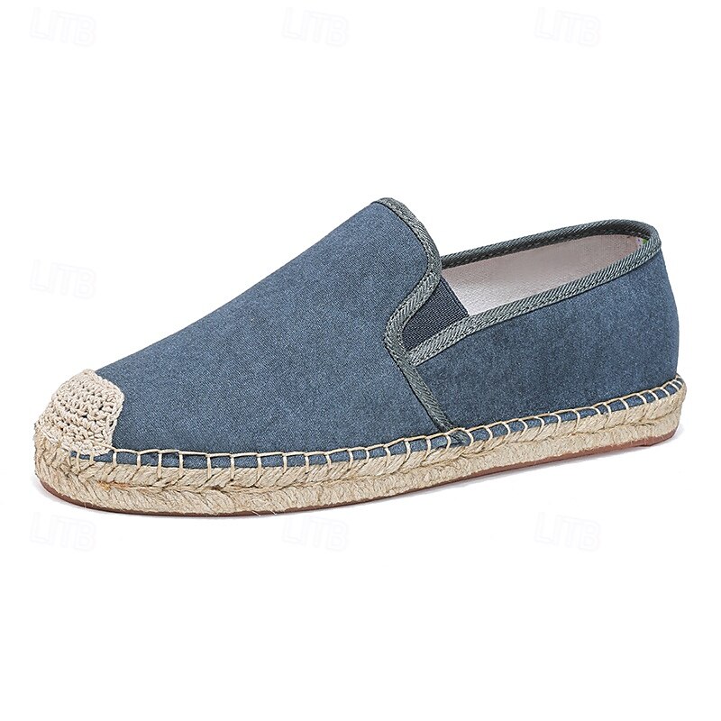 herrblå espadriller med slip-on-sula i jute – lätta och andningsbara skor för varmt väder 2025 - $34.99 –P1