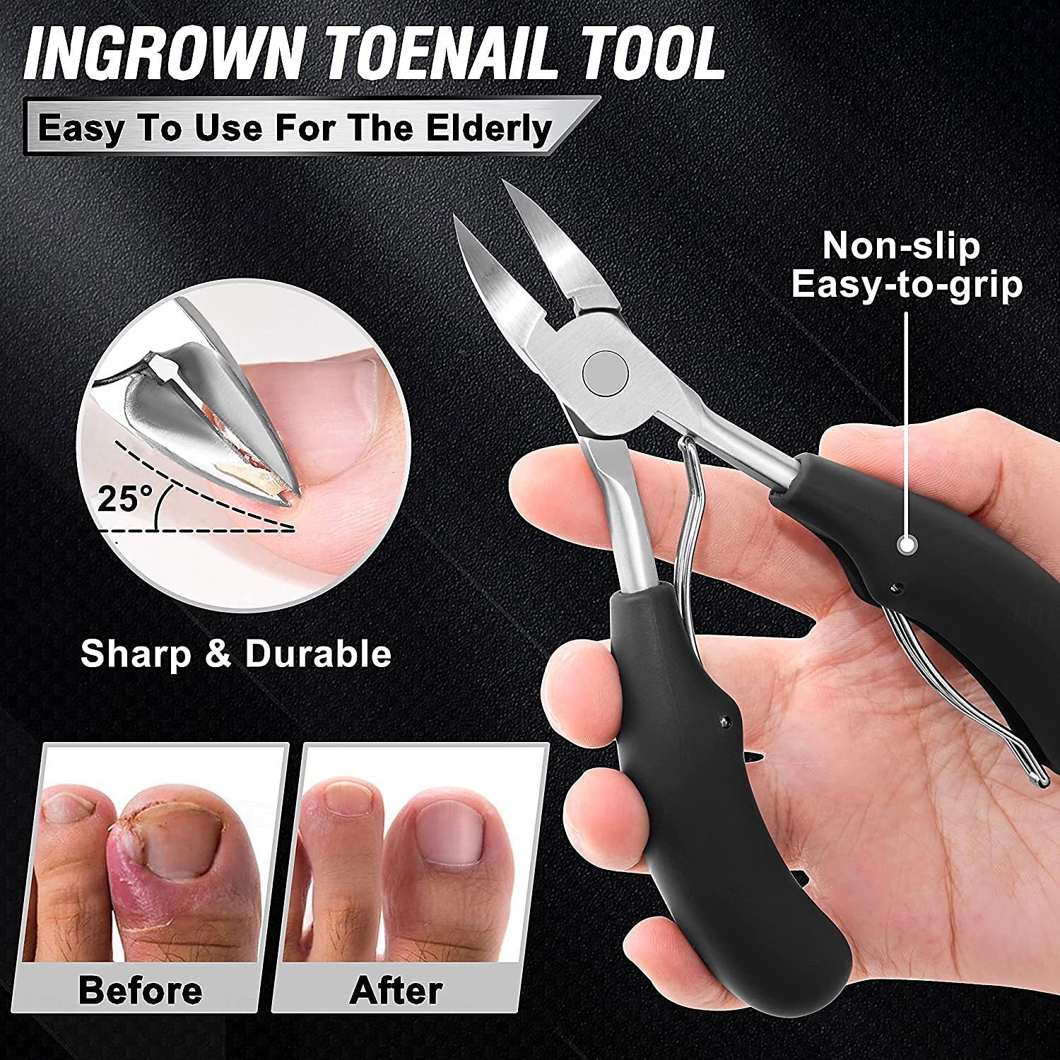 7-teiliges Zehennagelknipser-Set für Senioren mit dicken Zehennägeln, robuster Nagelknipser mit langem Griff für Erwachsene, Werkzeugset für eingewachsene Zehennägel, großer Zehennagelschneider aus 2025 - $23.99 –P5