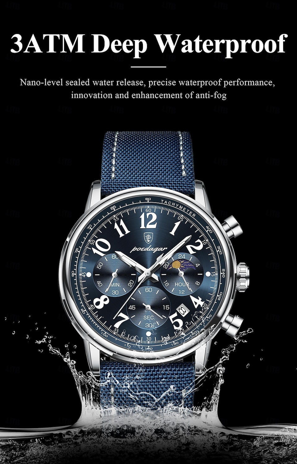 sporthorloge voor heren waterdicht lichtgevend chronograaf datum herenhorloges kwarts nylon leren herenklok 2025 - $31.99 –P7
