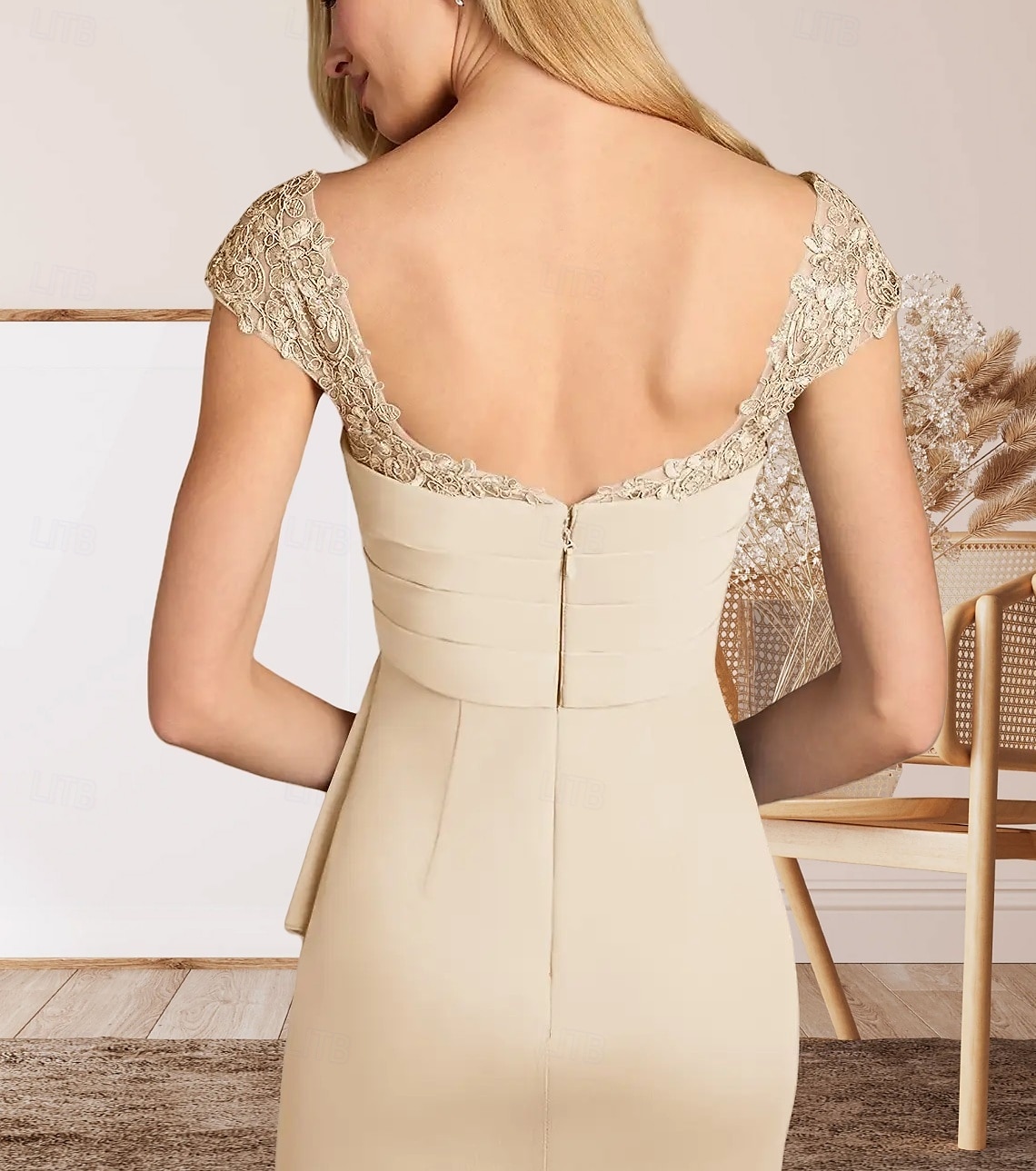 A-Lijn Moeder van de Bruid Jurk Bruiloft Gast Elegante Hartvormige Vloerlengte Chiffon Kap Mouw met Kant Ruching 2025 - $161.99 –P6