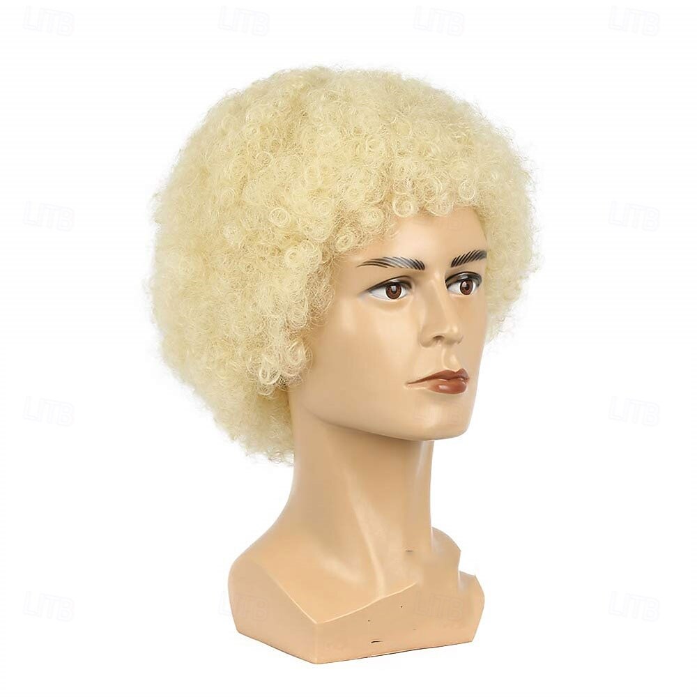 Disco Afro-peruk fluffig syntetisk 70-tals hippie kostymperuk för män blont Halloween-peruker 2025 - $24.99 –P3