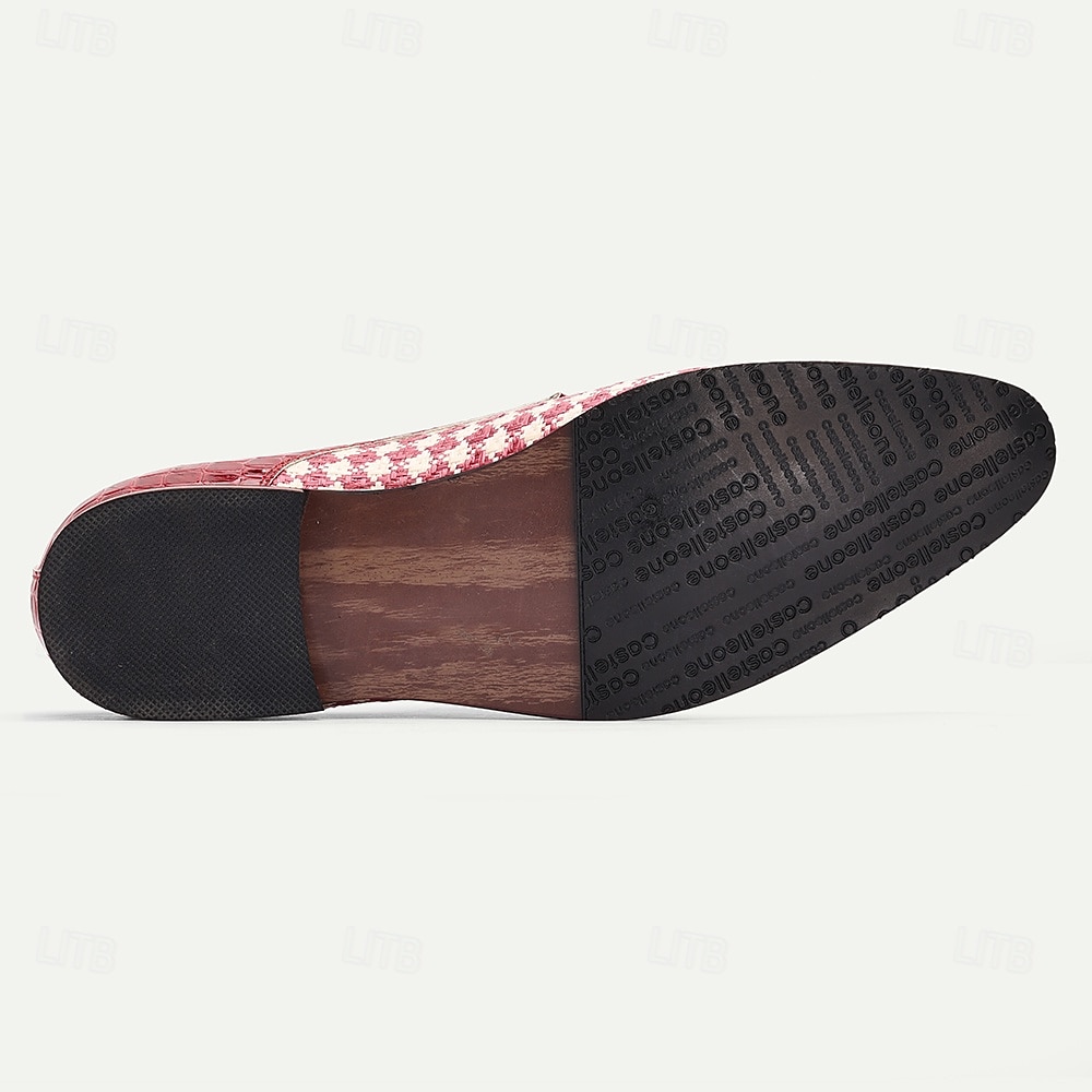 Herr Derby Promenad Ledigt PU Läder Vävd nylon Andningsfunktion Bekväm Halksäker Snörning Röd Sommar Vår 2025 - $46.99 –P7