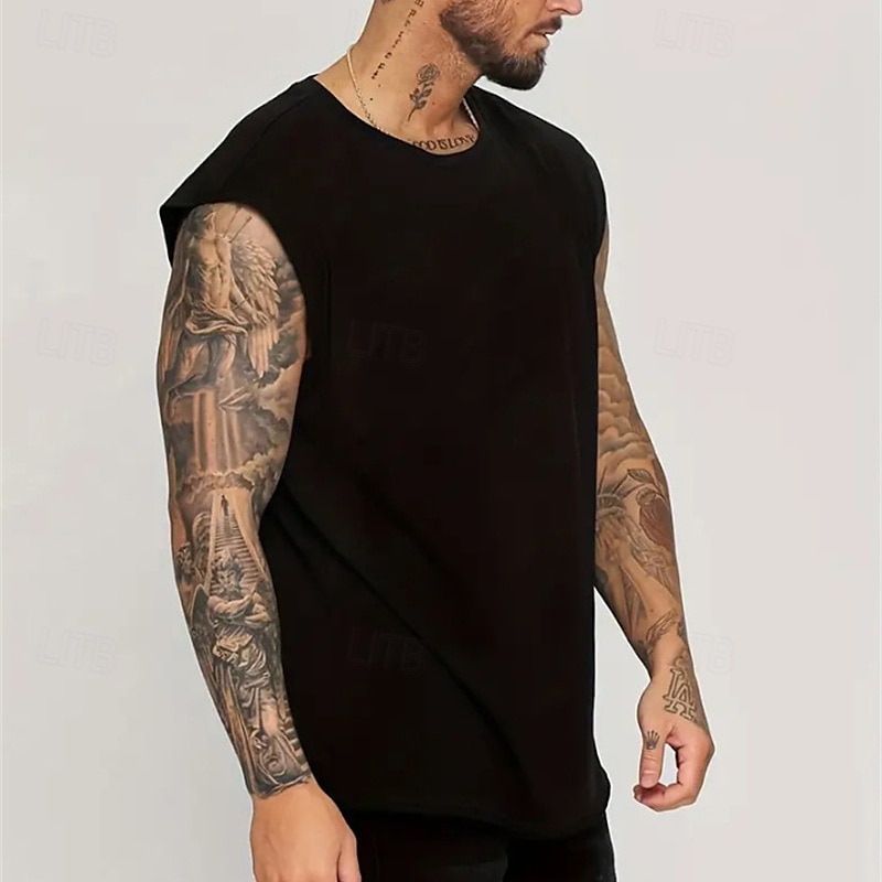 Herren Tank Top Weste Unterhemd Ärmelloses Shirt Ärmellos Rundhalsausschnitt Sommer Einfach Mode Designer Basic Klassisch Urlaub Straße Ausgehen Schwarz Weiß Rosa Top T-Shirt für Herren 2025 - $9.49 –P11