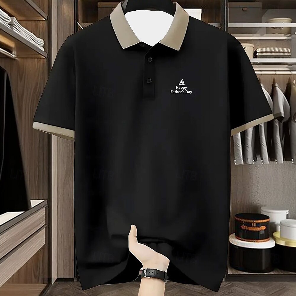 Men's Golf Polo Short Sleeve Short Sleeves Collar Lapel Casual Daily Athleisure Festival Buttons Summer Black Red Navy Blue 2025 - $21.99 –P2