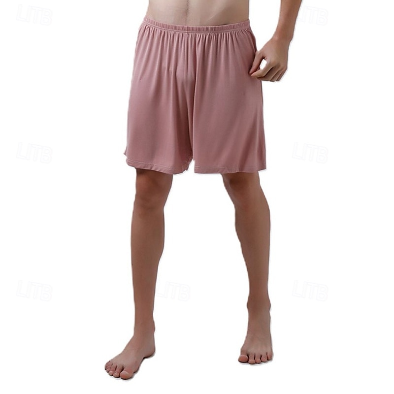 Herr Vardagsklädsel Pyjamasshorts Slät Mode Klassisk Ledigt Hem Dagligen Säng Bomull Komfort Andningsfunktion Mjuk Shorts Elastisk midja Sommar Svart Rodnande Rosa 2025 - $11.99 –P11