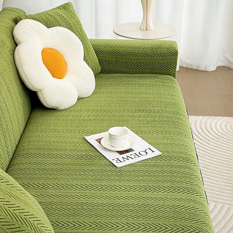 1 stk. sofatrekk med skjørt, enkelt jacquard integrert skjørt, sofatrekk med katteklo, universelt, pustende sofatrekk, universelt sofabeskyttelsestrekk til alle årstider 2025 - $33.99 –P4