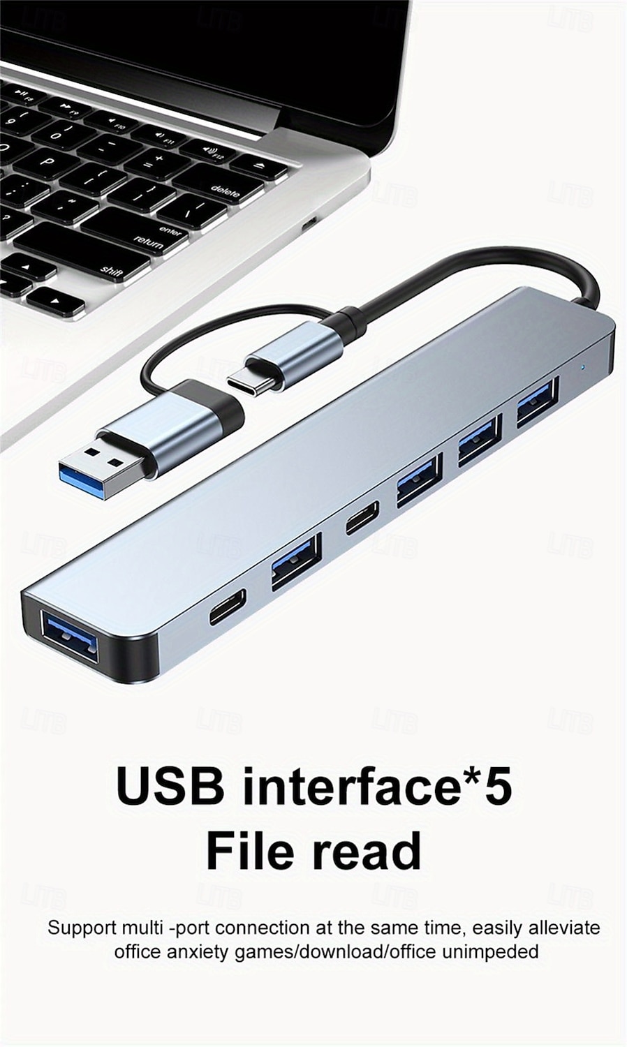 7-in-1 Multiport Adapter USB C + USB 3.0 Hub Splitter with Type-C PD, 5 USB Ports, OTG Compatible, for MacBook, PC, Tablet, PS4 2025 - $22.99 –P3