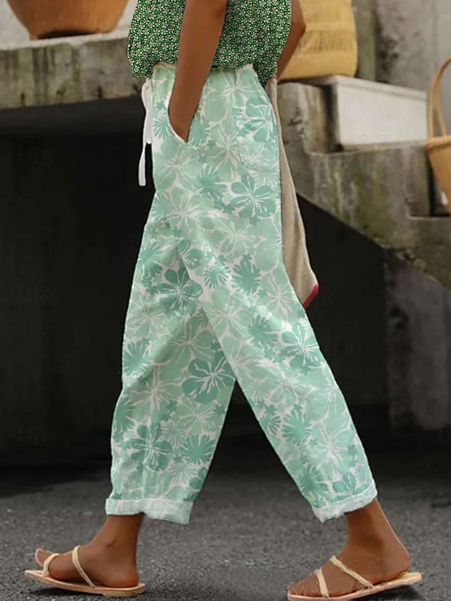 Femmes Moulant Élégant Vacances ancien Longueur complète Taille haute Fleuri Graphique Impression Respirant Doux Micro-Élastique Formel Extérieur Vacances Blanche Bleu Violet Vert Été Printemps Coupe de 2025 ? $32.99 –P3