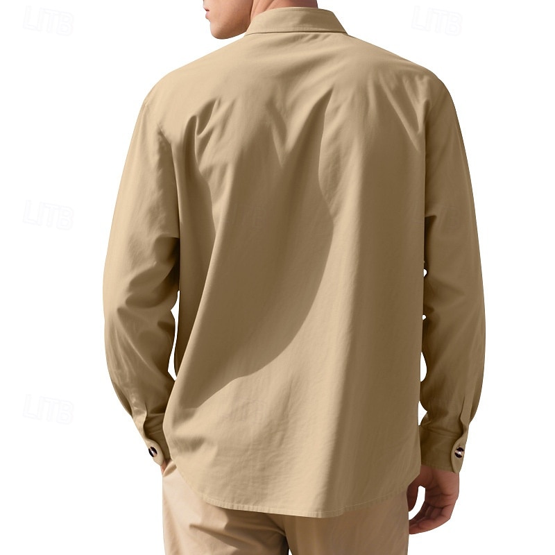 Miesten Paita Kesä paita Rento paita Rantapaita Button Up paita Musta Valkoinen Purppura khaki Harmaa Pitkähihainen Kookospuu Nauhakaulus Loma Havaijilainen Painettu Vaatetus Polyesteri Muoti 2025 - $22.99 –P17