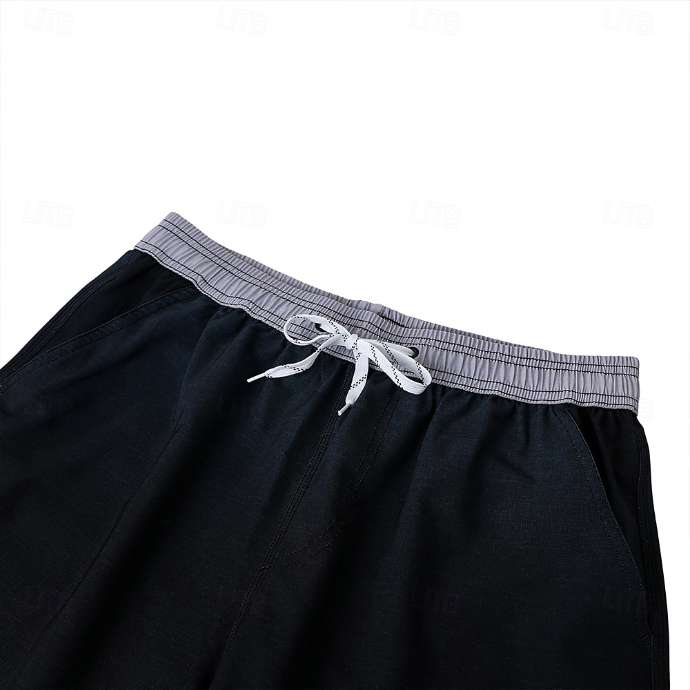 Homens Calção Shorts de praia Com Cordão Bloco de cor Respirável Secagem Rápida Comprimento do joelho Ao ar livre Férias Casa Férias Estilo Étnico Preto+Cinzento Vermelho Escuro Com Stretch de 2025 por $16.49 –P6