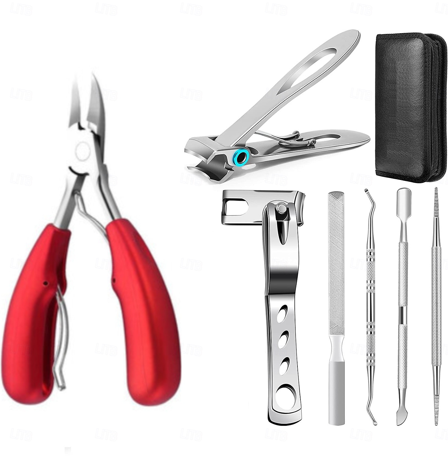 7-teiliges Zehennagelknipser-Set für Senioren mit dicken Zehennägeln, robuster Nagelknipser mit langem Griff für Erwachsene, Werkzeugset für eingewachsene Zehennägel, großer Zehennagelschneider aus 2025 - $23.99 –P14