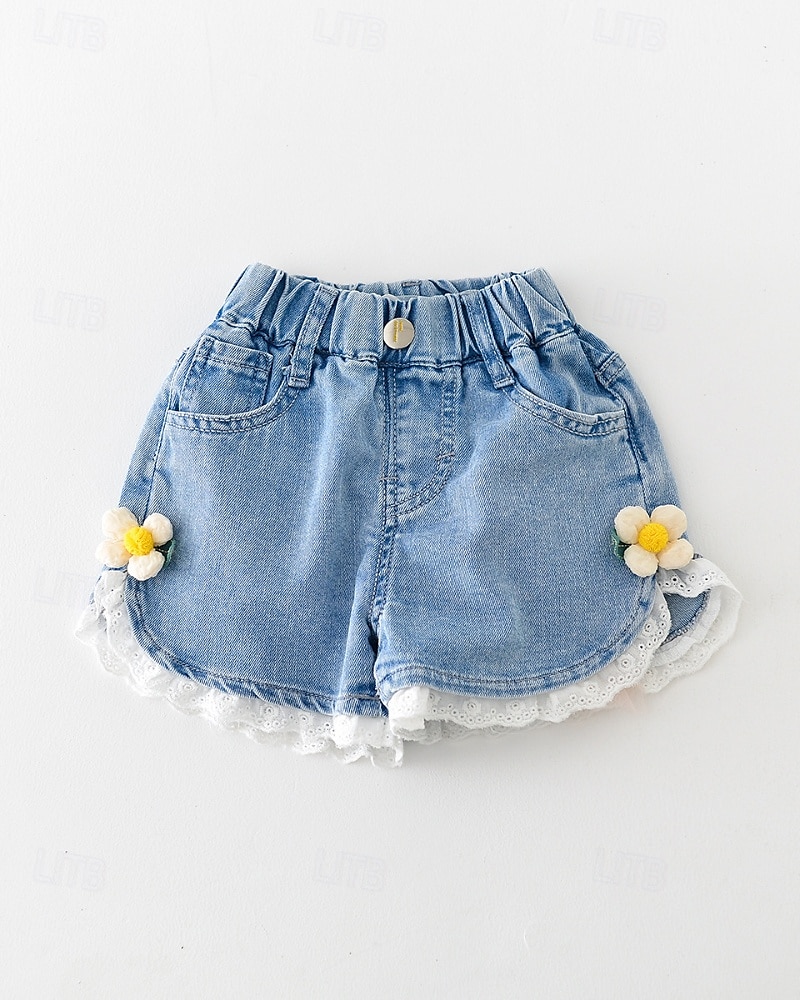 Kids Girls' Shorts Floral Streetwear Patchwork School 4-12 Years Summer Navy Blue Royal Blue Blue 2025 - $11.99 –P1