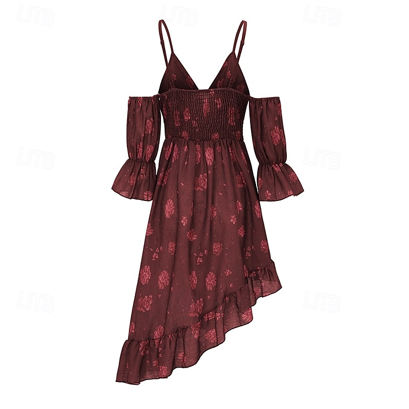 Per donna Mini Abito Abito Floreale Abito Boho Abito Stampato Abito occidentale Classico Moderno All'aperto Vacanza Ferie Vestibilità regolare Fiore Manica Corta Scollo a V Vino Estate del 2025 a $33.99 –P2