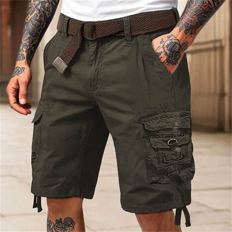 Per uomo Pantaloncini cargo Shorts Pantaloncini Estivi Multi-tasche Tasca con Patta Semplice Comodità Indossabile Lunghezza al ginocchio All'aperto Sport Quotidiano Moda Casual Nero Rosso del 2025 a $22.99 –P8
