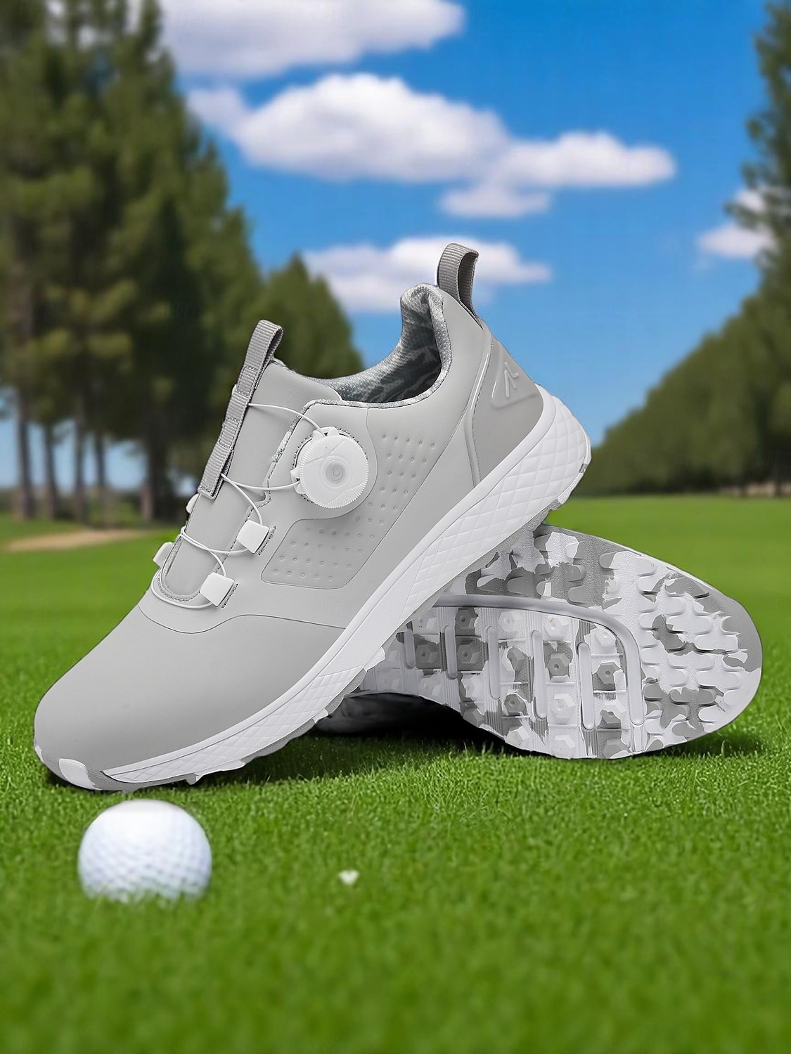 graue, wasserdichte Golfschuhe für Damen mit Drehverschluss – bequeme, rutschfeste Sportschuhe für das Training im Freien, Turniere oder Regentage 2025 - $69.99 –P1