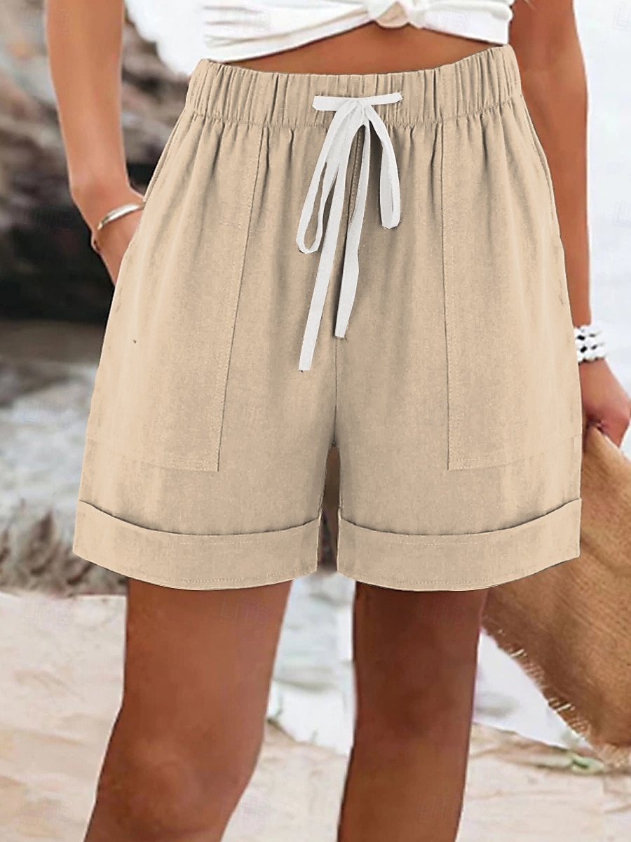 Pentru femei Pantaloni Scurți Vacanță Epocă Casual Scurt Talie medie Simplu Talie elastică Vacanță Stradă Portocaliu Kaki Albastru Închis Albastru Deschis Vară Primăvară Fit regulat 2025 - $26.99 –P2