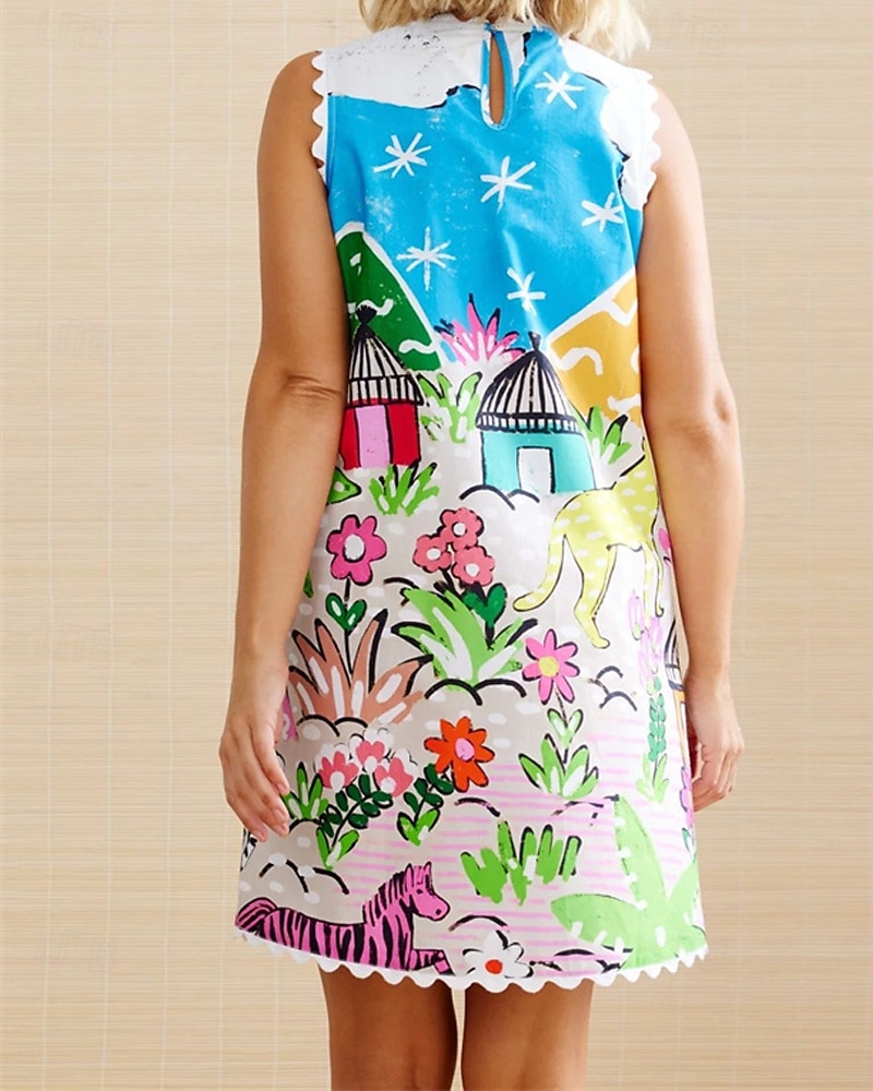 Pentru femei Rochie Lunga Rochie Maxi Rochii de in bumbac Rochie casual Modă În aer liber Petrecere Concediu Fit regulat Floare Fără manșon Stil Nautic Albastru piscină Vară 2025 - $38.99 –P5