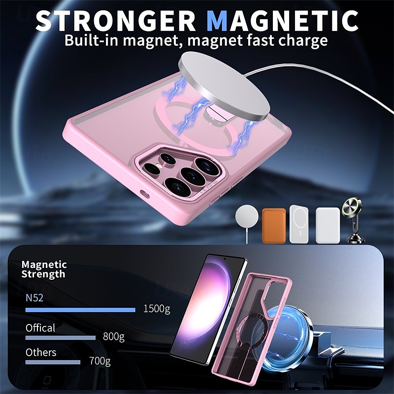 Magnetic Phone Case for Samsung Galaxy S25/S25 Plus/S25 Ultra/S24/S24 Ultra/Plus/FE – MagSafe Ring Kickstand, Military Protection, Full Body PC+TPU 2025 - $22.99 –P2