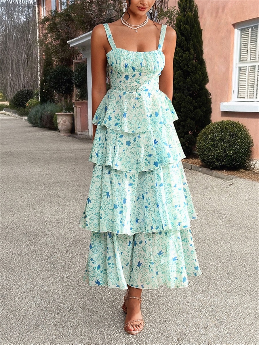 A-Linie Šaty Quinceanera Elegantní Šaty Svatební Svatební Host Délka Kotníků Bez Rukávů Spaghetti Popruh Polyester Bez Záda s Květinovým Potiskem Svatební Host Šaty 2025 - $109.99 –P8