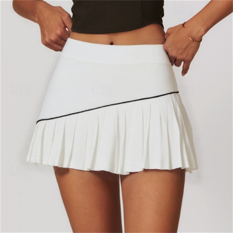 US Open Women's Tennis Skirts with Shorts Pleated Side Pockets Quick Dry Tennis Golf Pickleball Solid Colored Skort Black White Navy Blue Tennis Clothing 2025 - $27.99 –P8