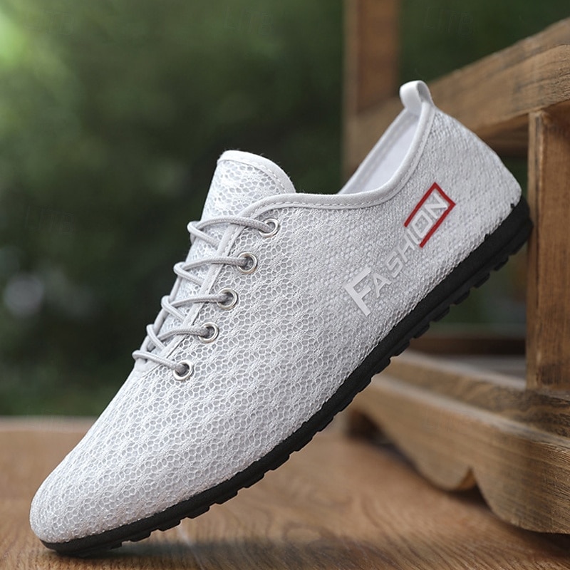 Grijze mesh sneakers voor heren met ademend bovenwerk en vetersluiting - lichtgewicht, comfortabel, geschikt voor dagelijks gebruik en een actieve levensstijl 2025 - $19.99 –P2