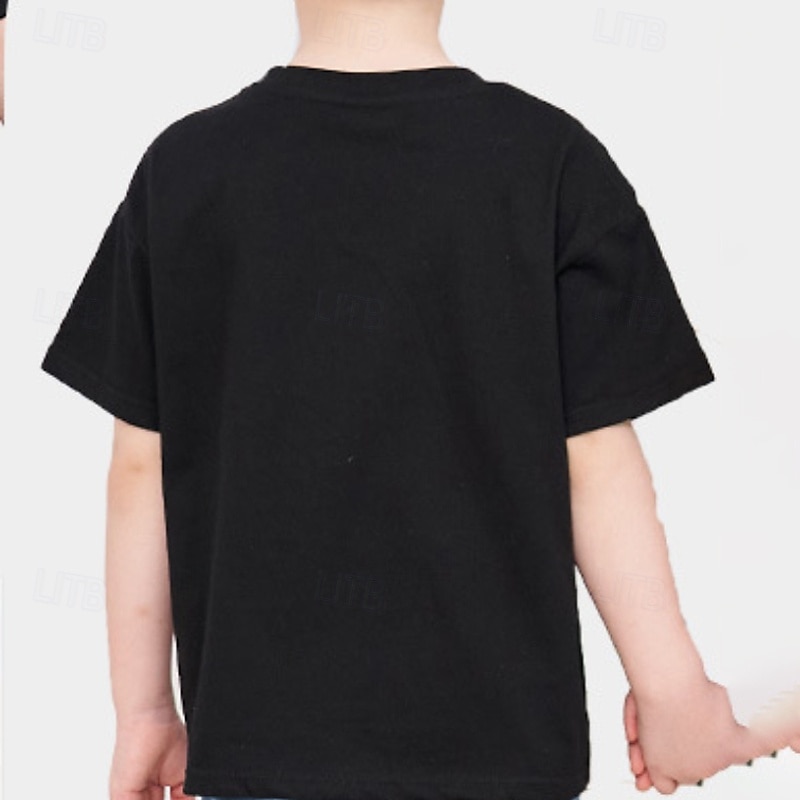 Lapset Poikien T-paita Tee Yhtenäinen väri Lyhythihainen Crewneck Lasten toppi ulko- Perus Kesä Musta 4 vuotta + 2025 - $6.49 –P5