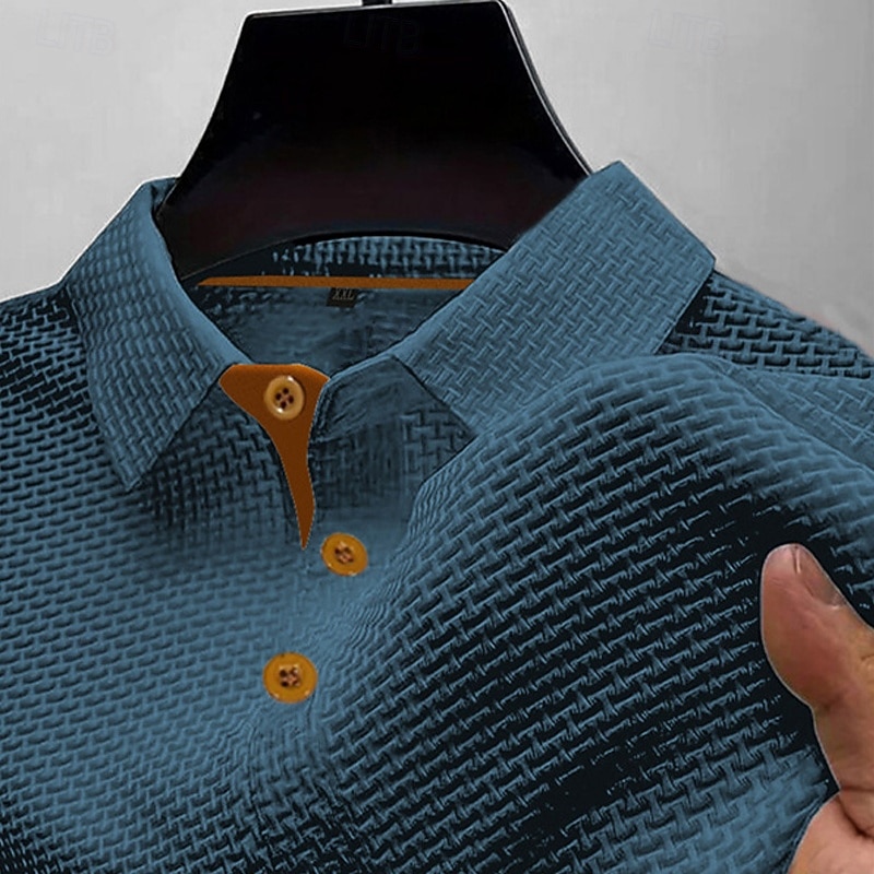 Per uomo Maglia da golf Polo da Golf Casuale Lavoro Bavero Manica Corta Essenziale Moderno Semplice Jacquard Bottoni Estate Vestibilità regolare Blu Nero Bianco Blu marino azzurro cielo Grigio scuro del 2026 a $18.99 –P4