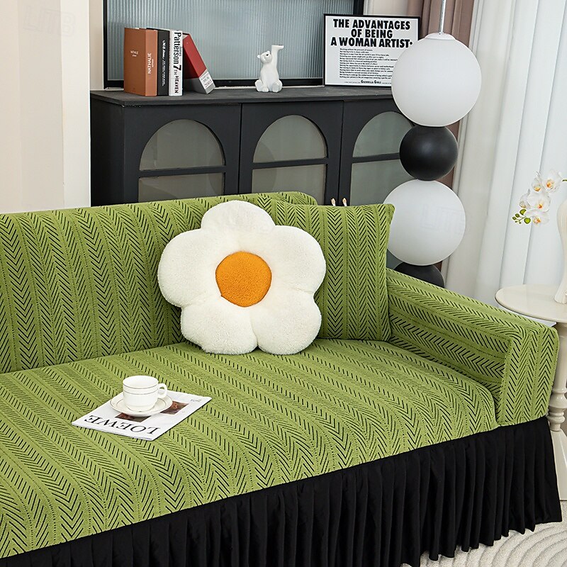 1 stk. sofatrekk med skjørt, enkelt jacquard integrert skjørt, sofatrekk med katteklo, universelt, pustende sofatrekk, universelt sofabeskyttelsestrekk til alle årstider 2025 - $33.99 –P3