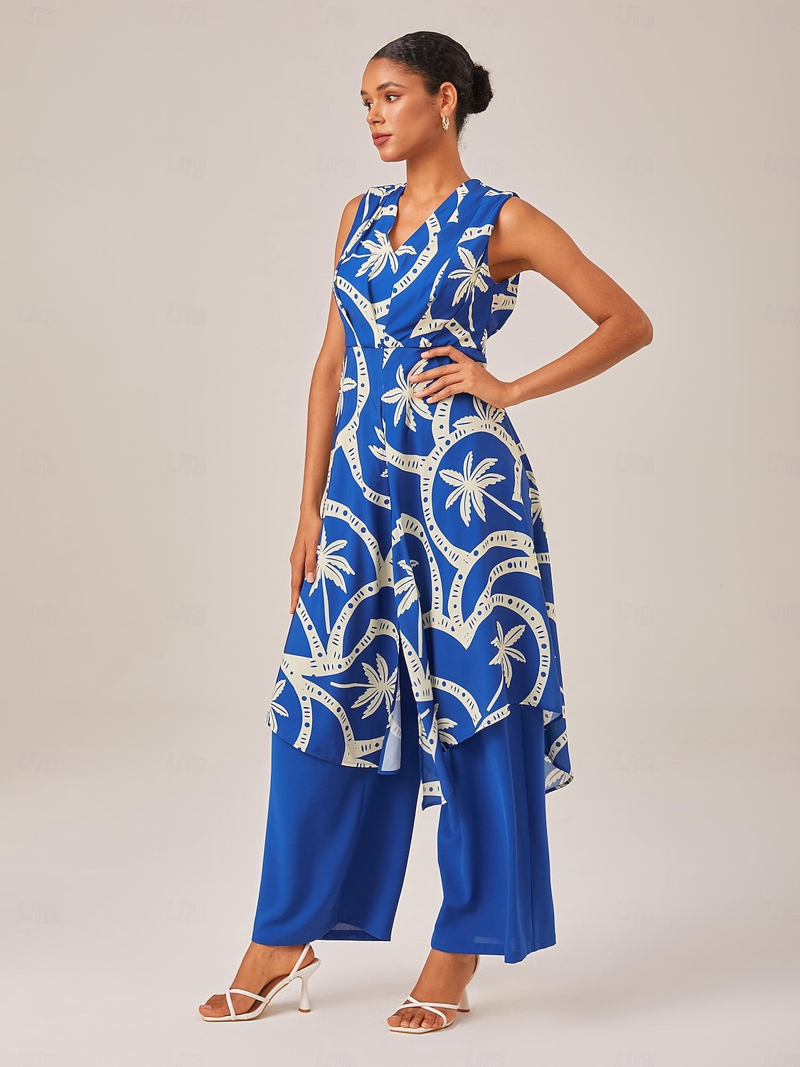 Geometric Print High Slit Beach Long Top 2025 - $61.99 –P5