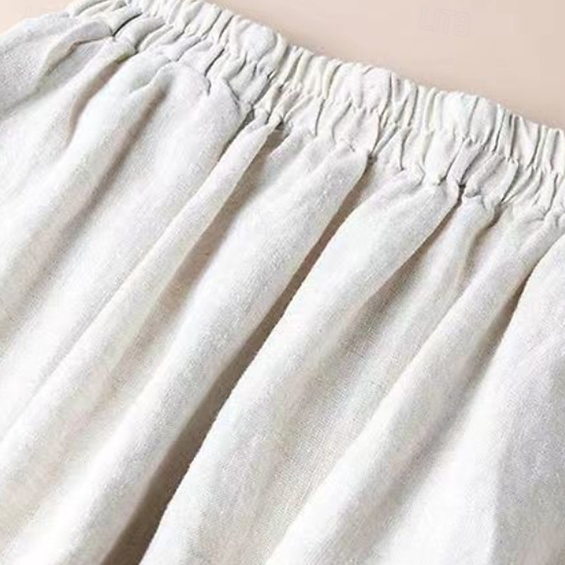 Femmes Jupe Évasé Basique Occasionnel Maxi Taille Basse Jupes Fleuri Broderie Micro-Élastique Vacances Rue Noir Amande Violet Vert Été Coton de 2025 ? $16.99 –P3