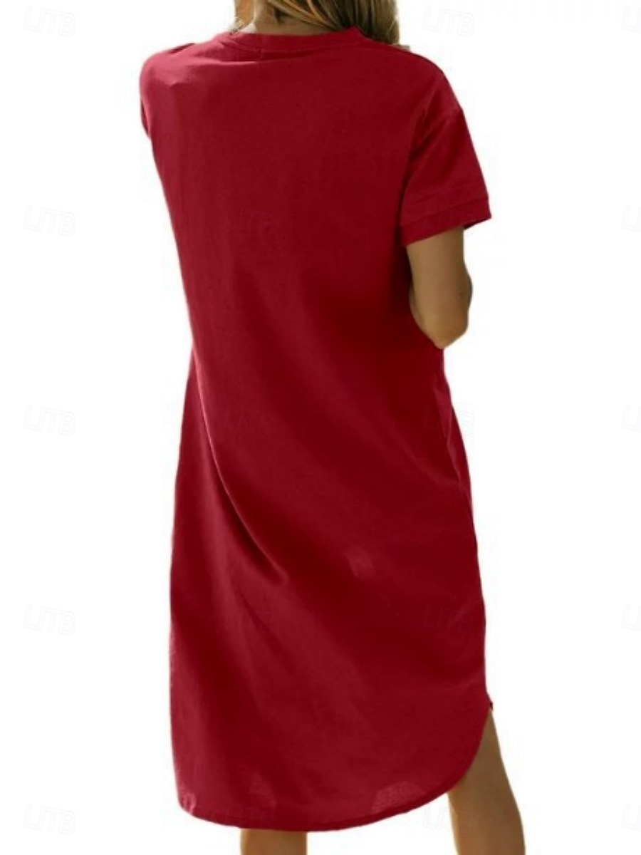 Femmes Robe Midi Robe Décontractée Robe d'été Mode Moderne Quotidien Week-end Coupe régulière Uni Manche Courte Col ras du cou Noir Blanche Rouge Vert foncé Été de 2025 ? $16.99 –P17