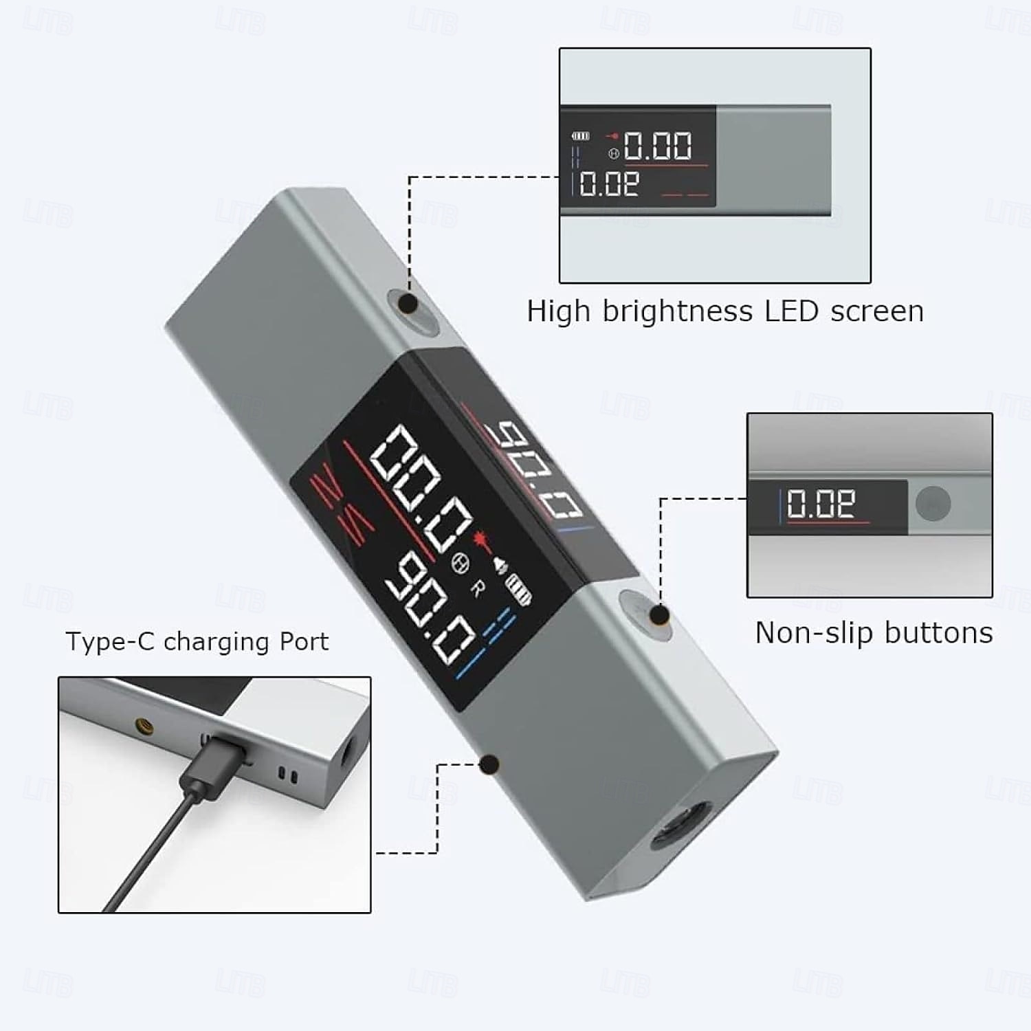 Inclinometru digital cu raportor, riglă laser pentru măsurarea unghiurilor, cu marcaj cu lumină roșie bidirecțională, căutător de unghiuri cu ecran dublu, dispozitiv multifuncțional profesional precis 2025 - $12.99 –P1