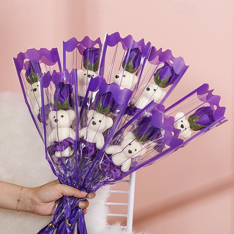 Romantic Bear Soap Bouquet, Ideal Gift for Mother's Day, Valentine's Day, Father's Day, Christmas, Wedding Party, and Home Decoration, Simulation Flower for Event Promotion 2025 - $7.99 –P9